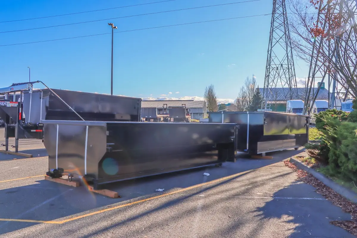 Roll-off dumpster ready for waste disposal at job site for 6 Yard Dumpster Rental in Frankfort
